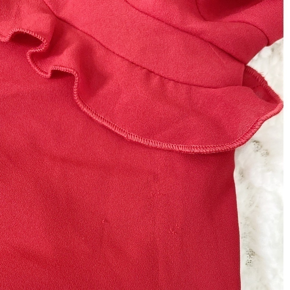 Bailey 44 Tiered Ruffled Shift Dress Red size medium short sleeve asymmetrical - Picture 7 of 9